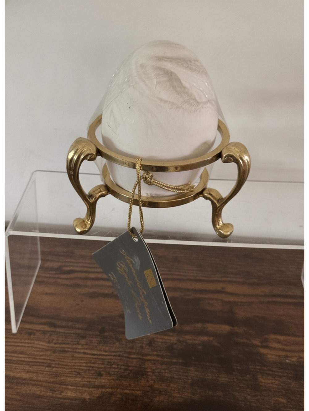 Brass Stand, & Ceramic Egg/ Candle Holder Hand Crafted New With Tags